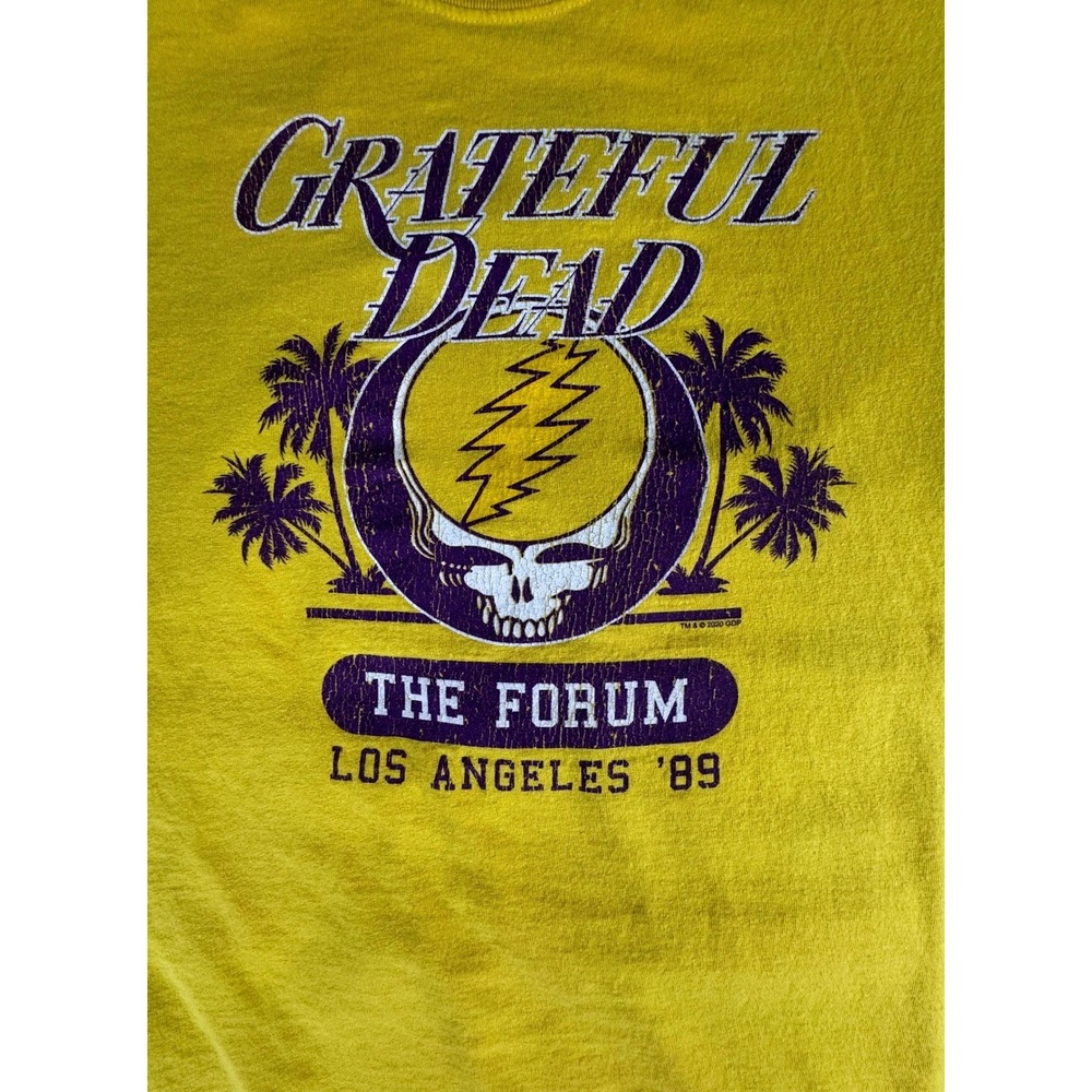 Grateful Dead The Forum Los Angeles 89 Steal Your Face T Shirt Yellow 2XL